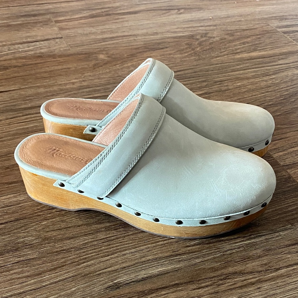 Madewell The Cecily Mule Clog Size 6 Forgotten Landscape Green Nubuck leather
